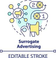 Surrogate advertising concept icon. Common marketing approach abstract idea thin line illustration. Duplicate brand image. Isolated outline drawing. Editable stroke vector