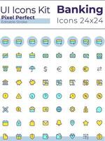 Banking and finance pixel perfect RGB color ui icons set. Credit card operations. GUI, UX design for mobile app. Vector isolated pictograms. Editable stroke