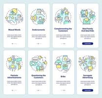 Advertising strategies onboarding mobile app screen set. Business plan walkthrough 5 steps editable graphic instructions with linear concepts. UI, UX, GUI template vector