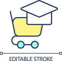 Studying buying decisions RGB color icon. Consumer behavior analysis. Decision-making process. Isolated vector illustration. Simple filled line drawing. Editable stroke