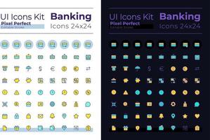 Banking pixel perfect RGB color ui icons set for dark, light mode. Money transactions. GUI, UX design for mobile app. Vector isolated pictograms. Editable stroke