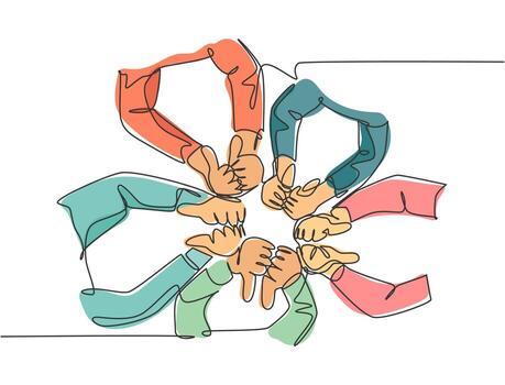 One line drawing of arm hands with thumbs up and thumbs down gesture sign. Good excellence and bad worst service symbol concept. Continuous line draw design graphic vector illustration