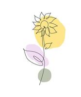 dibujo de línea continua única belleza minimalista girasol fresco. concepto floral para carteles, arte de la pared, bolso de mano, estuche móvil, estampado de camisetas. Ilustración gráfica de vector de diseño de dibujo de una línea de moda