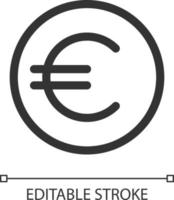 Euro coin pixel perfect linear ui icon. Currency and money. Finance and banking. GUI, UX design. Outline isolated user interface element for app and web. Editable stroke vector