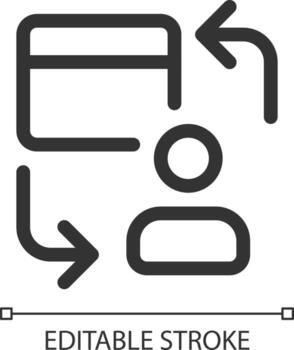 Personal transactions pixel perfect linear ui icon. Banking and finance. Individual payments. GUI, UX design. Outline isolated user interface element for app and web. Editable stroke vector