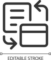 Bank account statement pixel perfect linear ui icon. Summary of cardholder transactions. GUI, UX design. Outline isolated user interface element for app and web. Editable stroke vector