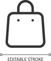 Shopping bag pixel perfect linear ui icon. Purchase goods. Shopaholism and consumerism. GUI, UX design. Outline isolated user interface element for app and web. Editable stroke vector