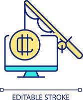 Phishing on crypto deals RGB color icon. Scammers danger for traders and investors. Network safety problem. Isolated vector illustration. Simple filled line drawing. Editable stroke