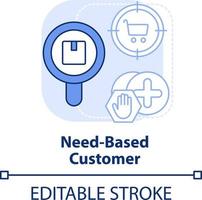 Need based customer light blue concept icon. Occasion. Type of business clients abstract idea thin line illustration. Isolated outline drawing. Editable stroke vector