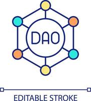 DAO crypto network RGB color icon. Make money on crypto technology. Blockchain transactions. Isolated vector illustration. Simple filled line drawing. Editable stroke