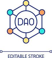 DAO crypto network RGB color icon. Make money on crypto technology. Blockchain transactions. Isolated vector illustration. Simple filled line drawing. Editable stroke