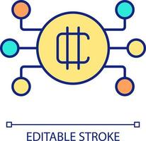 Blockchain network RGB color icon. Cryptocurrency trade platform. Digital financial operations. Isolated vector illustration. Simple filled line drawing. Editable stroke