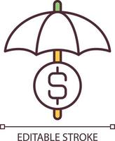 Protect money RGB color icon. Financial insurance and precaution. Savings and fund. Dollar symbol. Isolated vector illustration. Simple filled line drawing. Editable stroke