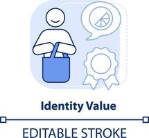 Identity value light blue concept icon. Items of reputation. Product advantage abstract idea thin line illustration. Isolated outline drawing. Editable stroke vector