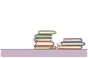 Books stack. Single continuous line pile of books on desk library graphic icon. Simple one line doodle for education concept. Paper isolated vector illustration minimalist design on white background