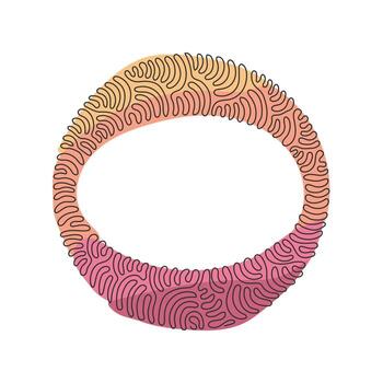 Continuous one line drawing geometric shapes, ellipse icon. Simple line, outline vector 3d figures icons for ui and ux. Swirl curl circle background style. Single line draw design vector illustration