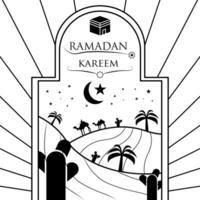 Vector Ramadan kareem element background decorative design black and white style