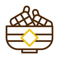 ketupat icon duocolor brown yellow style ramadan illustration vector element and symbol perfect.