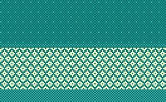 Geometric ethnic pattern, Vector embroidery ornate background, Green Pixel retro ethnic style