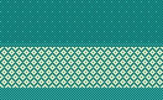 Geometric ethnic pattern, Vector embroidery ornate background, Green Pixel retro ethnic style