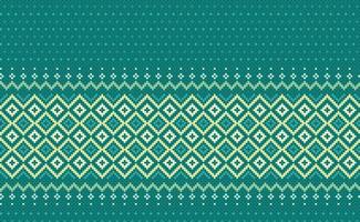 Embroidery ethnic pattern, Green pattern Geometric Nordic background, Cross stitch native aztec style vector