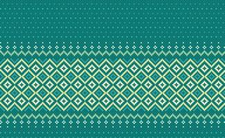 Embroidery ethnic pattern, Green pattern Geometric Nordic background, Cross stitch native aztec style vector