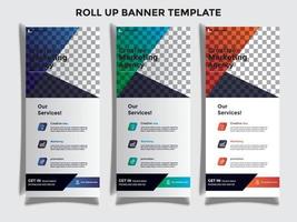 Roll up banner set design template design. Roll up banner gradient bile green and yellow colour print ready design template. vector