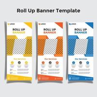 Creative roll up banner design template. print ready set design. vector