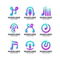 Set of collection Music logo. modern concept, modern, gradient, music, Sound recording studio Design vector