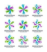 Humans group, Society creative symbols set. People protect, teamwork, abstract business logo vector