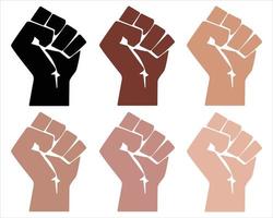 Black Lives Matter hand symbol vector Illustration. BLM hand sign in human skin colors.