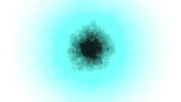 donker en blauw circulaire fractal lawaai Bij centrum in wit achtergrond video