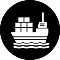 icono de vector de barco de carga