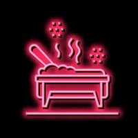 cooked meal in catering dish neon glow icon illustration vector