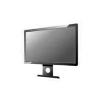 Vector 3D computer black monitor on the white background and shadow, display and equipment object, electronic device technology copy space for individual text and design