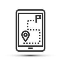 Simple map outline icon, tablet and online map related concept on the white background vector