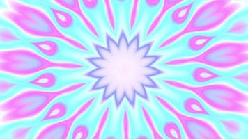 Glow flower pattern kaleidoscope blue and pink animation video