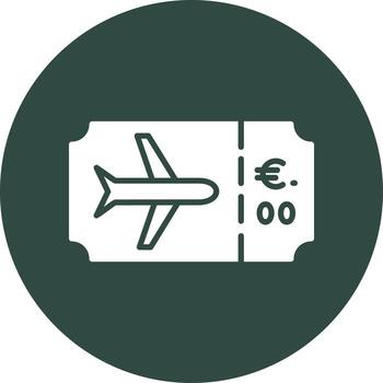 icono de vector de billete de avión