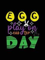 Easter day typography egg lettering t-shirt design holiday greeting cute bunny vector art