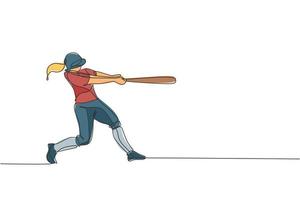 Single continuous line drawing young agile man baseball pitcher practice to throw the ball. Sport exercise concept. Trendy one line draw design vector graphic illustration for baseball promotion media 20608555 Vector Art