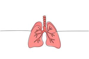 One continuous line drawing of anatomical human lungs organ. Dynamic medical internal anatomy concept. Single line draw graphic design vector illustration