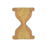 Single one line drawing hourglass flat icon. Outline symbol for website or mobile app. Sand watch thin line for design logo. Swirl curl style. Continuous line draw design graphic vector illustration