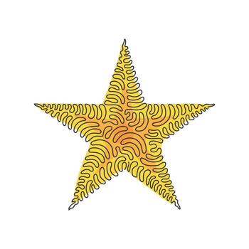 Single one line drawing geometric shapes, star icon. Simple line, outline vector 3d figures icons for ui and ux, website or mobile application. Swirl curl style. Continuous line draw design vector