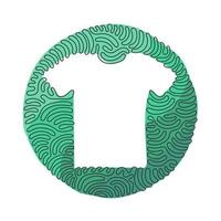 icono de ropa de camiseta de dibujo de una sola línea o signo en línea delgada. formas geométricas. Esquema de cifras para sitio web o aplicación móvil. estilo del fondo del círculo del rizo del remolino. vector de diseño de dibujo de línea continua