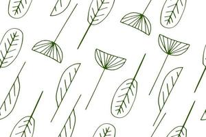 Seamless Pattern with simple Plant elements, isolated on a white background. Vector illustration.