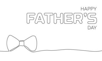 Happy Father's Day line art banner. Bow tie one continuous line or outline illustration. Vector