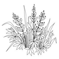 contorno resumen flores garabatear mano dibujado botánico vector ilustración.