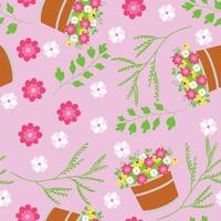 Spring seamless pattern. Background with flowers. Vector illustration.