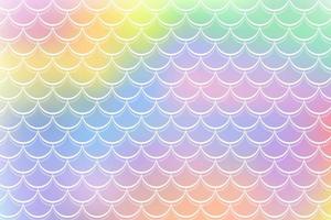 Mermaid rainbow background in fantasy style with scales. Unicorn holographic gradient texture. Sea fish kawaii vector backdrop.