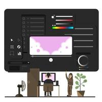 Video production concept program display. Vector illustration in flat style.